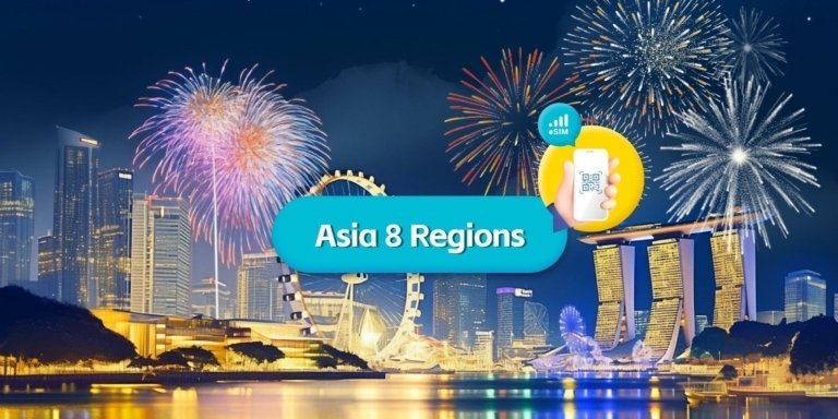 Asia 8 Regions eSIM 1GB/Daily for 15Days