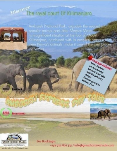 3 Days Nairobi Amboseli National Park Budget group Safari by Minivan