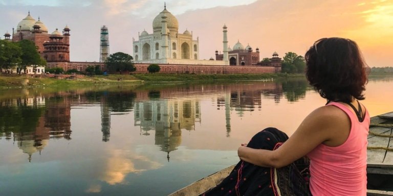 Taj Mahal Back View Yamuna Boat Ride Tour