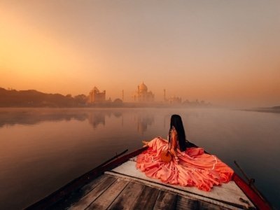 Taj Mahal Back View Yamuna Boat Ride Tour
