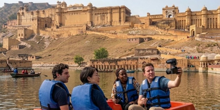 Jaipur Full Day Sightseen with Sunrise Boat Ride At Amber Fort