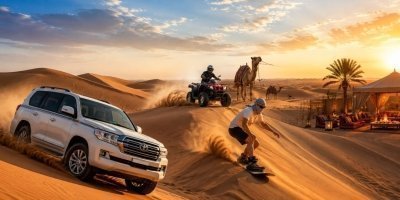 Private Dubai Desert Safari with Sandboarding & BBQ Dinner