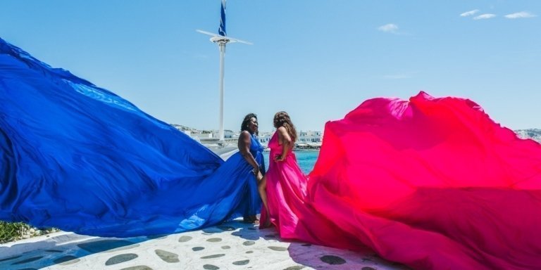 Mykonos Flying Dress Photoshoot
