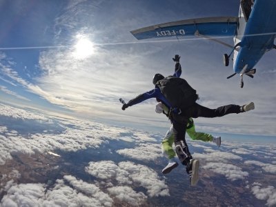 Tandem jump at 9000 feet in Evora