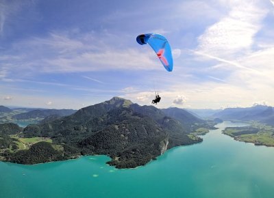 Paragliding Tandemflight on Mountain Zwoelferhorn in St. Gilgen