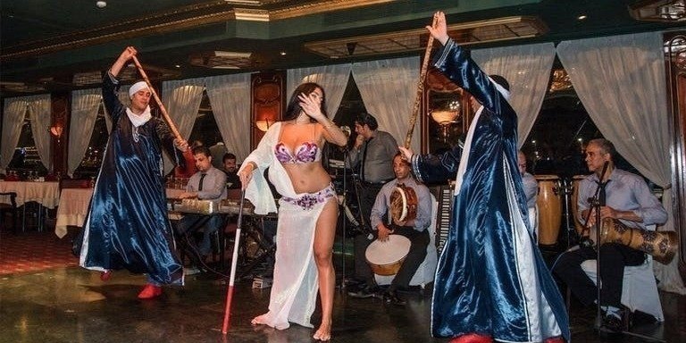 A luxurious Cairo dinner cruise with a captivating belly dancer show.
