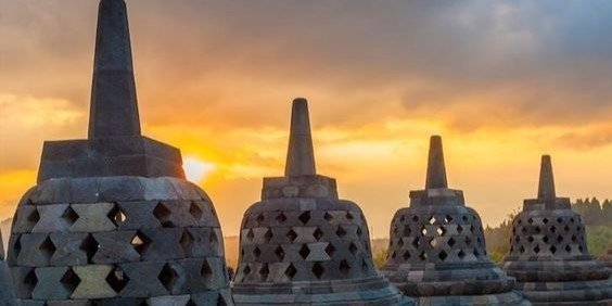 Borobudur Sunrise on the Top of Stupa