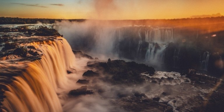 Sunset at Iguaçu Falls.