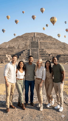 Teotihuacán Hot Air Balloon Flight + Sunrise & Breakfast