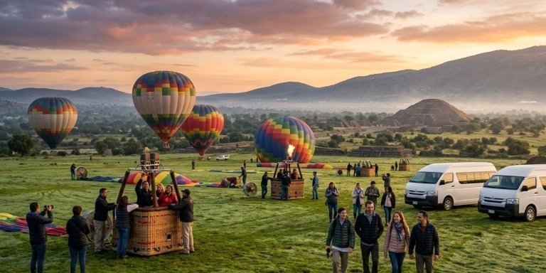 Teotihuacán Hot Air Balloon Flight + Sunrise & Breakfast